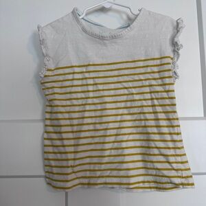 Mini Boden White and Yellow Striped Tee
